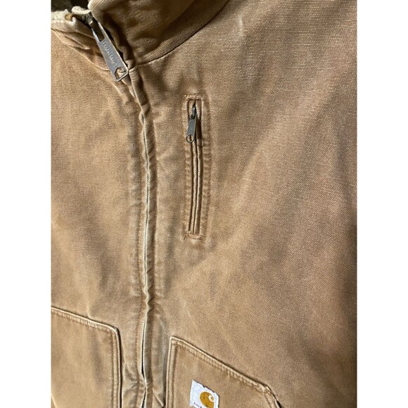 USA CARHARTT Sherpa Blanket Lined Canvas Work Vest Women’s Size XL Brown WV001 - Picture 7 of 13